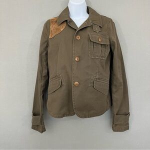 Ralph Lauren Blue Label Green Suede Utility Military Jacket